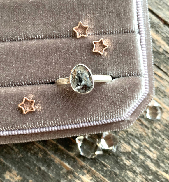 Rose Cut Herkimer Diamond Ring | Size 8 1/2