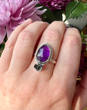 Amethyst & Succulent Ring | Size 8
