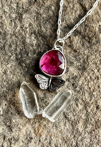 Pink Tourmaline Butterfly Necklace