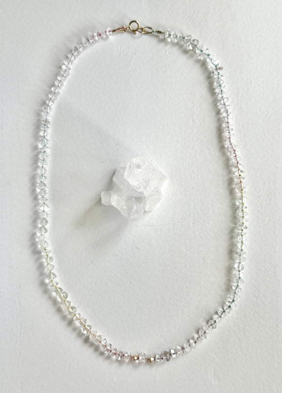 Quartz & Rainbow Silk Necklace
