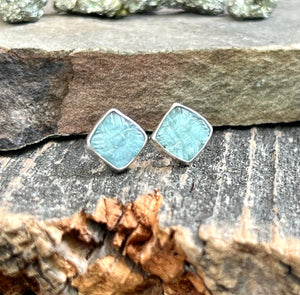 Carved Aqua Kyanite Studs