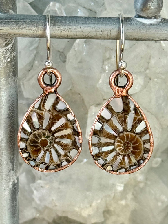 Ammonite & Mother of Pearl Earrings