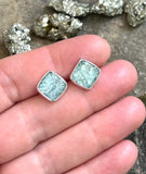 Carved Aqua Kyanite Studs