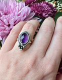 Amethyst & Succulent Ring | Size 6